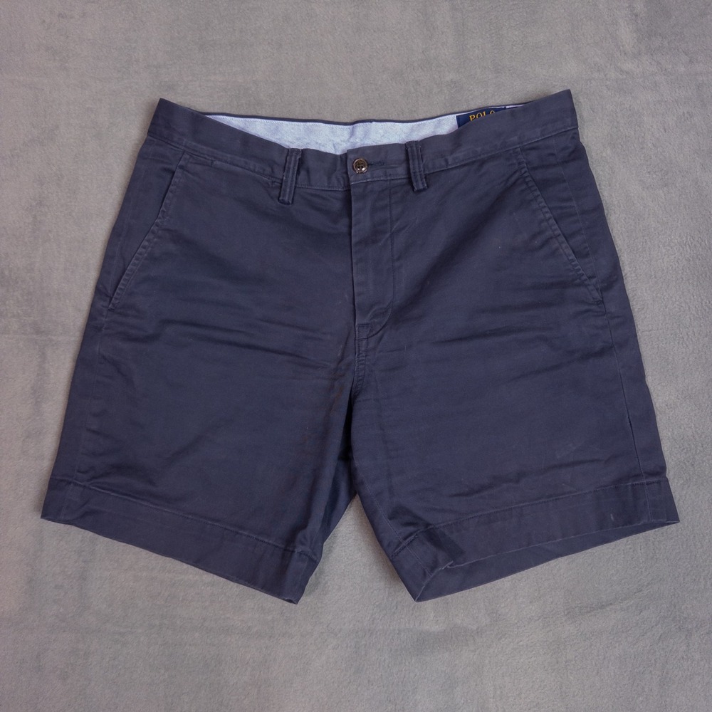 Polo Ralph Lauren Chino Shorts Mens 32 Navy Blue Stretch Classic Fit